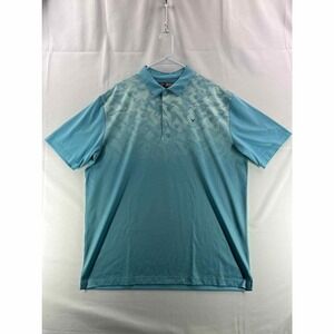 Callaway Mens Golf Polo Shirt XL Blue Geometric Retro Opti-Dri Logo Short Sleeve